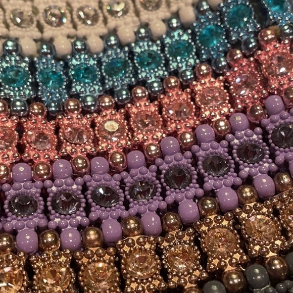 Zigzag  Style Trendy Chevron Gem Statement Cuff Bracelet - Picture 10 of 10